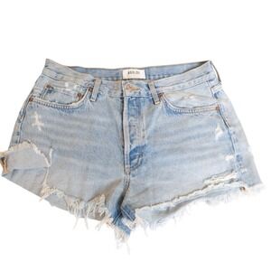 AGOLDE‎ Size 29 Parker Distressed Denim Jean Shorts High Waisted Light Wash